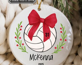 Volleyball Ornament Personalized Volleyball Christmas Ornament Coquette Bow Volleyball Ornament Volleyball Player Gift Girls Volleyball Gift