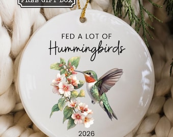 Hummingbird Christmas Ornament, Hummingbird Lover Gift, Bird Watcher Keepsake, Funny Bird Ornament