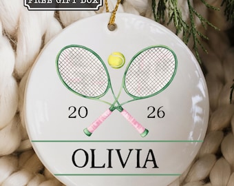 Personalized Tennis Ornament, Tennis Christmas Ornament, Custom Name Gift for Tennis Player, Coach, Tennis Partner or Tennis Lover