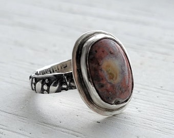 Sterling Silver Mexican Fire Opal Ring, Handmade Opal Ring, Artisan Statement Ring, Bohemian Ring for Jewelry Lover