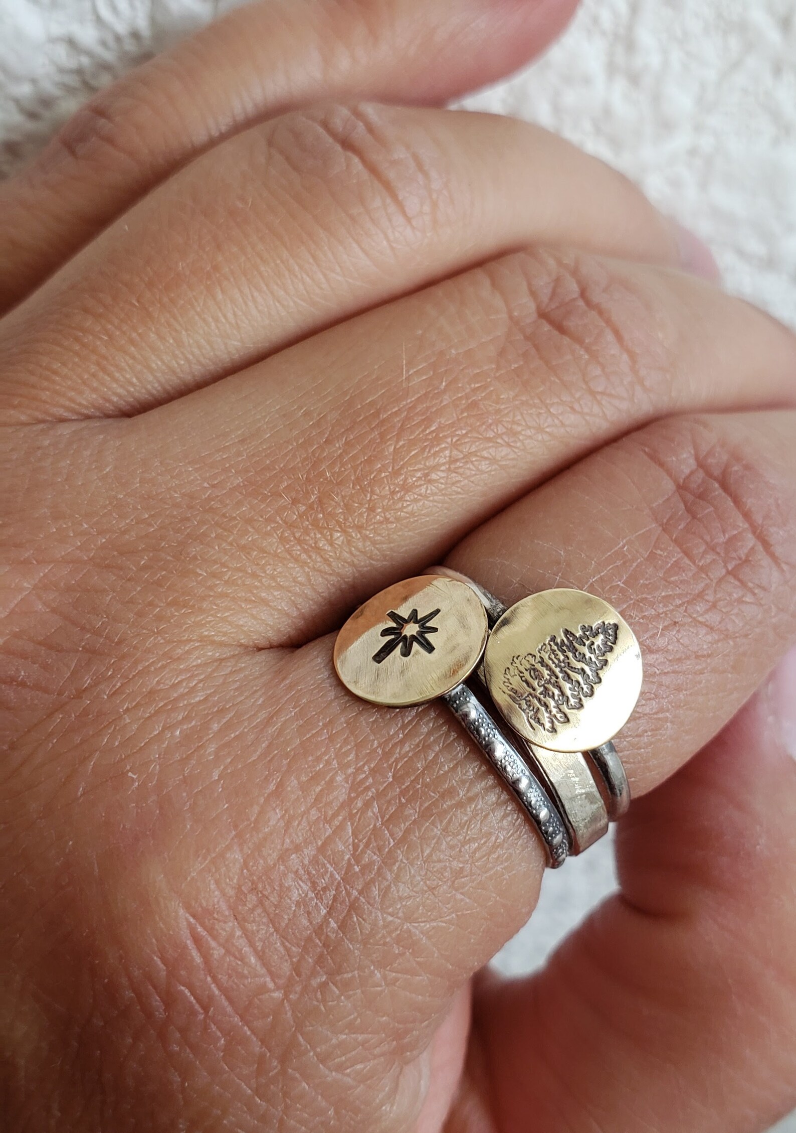 Fir Tree Ring Tree Stacking Ring Evergreen Tree Ring Etsy