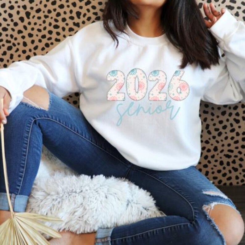 Class of 2026 Senior DTF Transfer | Floral Graduation Heat Press Design ...