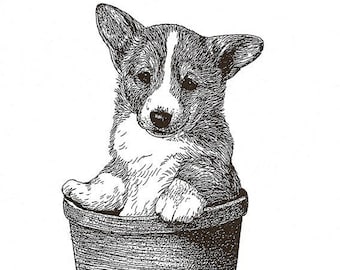 Pembroke Welsh Corgi Puppy giclee print "Little Helper"