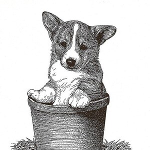 Pembroke Welsh Corgi Puppy giclee print &quot;Little Helper&quot;