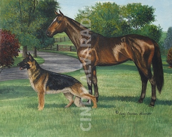 Bluegrass Reverie, German Shepherd Giclee Print by Cindy Alvarado