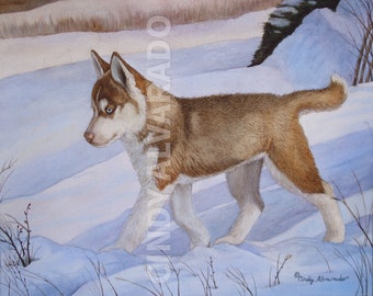 Siberian Husky limited edition giclee print "Places to Go"