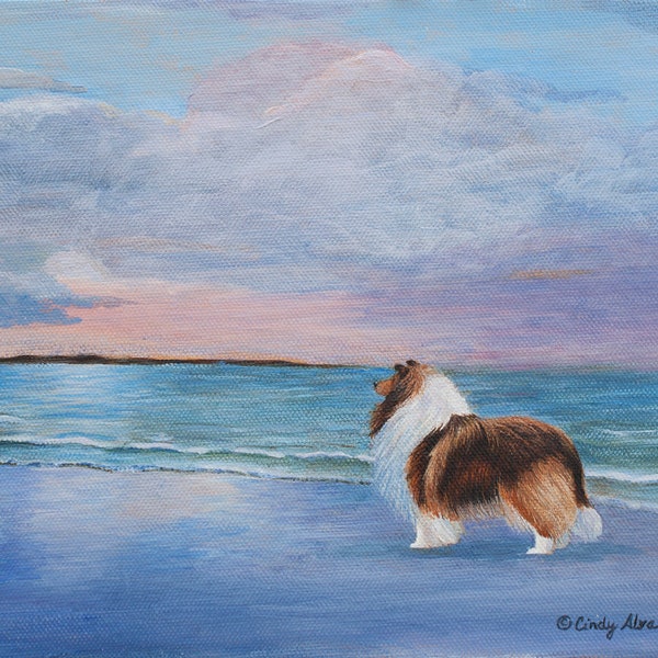 Collie Greeting Cards, "Far Distant Shore",  5 cards per pack