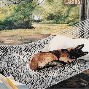 Belgian Tervuren puppy art print &quot;Camping Dreams&quot;