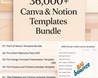 36,000+ Canva & Notion Templates, Social Media, Planner, Resume (Digital Download)