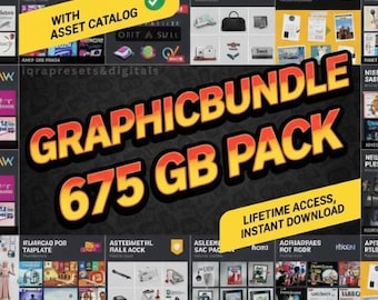 675GB Mega Graphic Design Resource Bundle – Fonts, Mockups, Templates (Digital Download)
