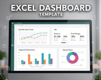 Excel Dashboard Template | Business Analytics Dashboard | KPI Reporting Spreadsheet | Financial & Sales