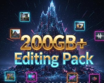 200 + GB ultimatives Bearbeitungspaket | Übergänge, LUTs, Soundeffekte, Overlays, VFX, Presets