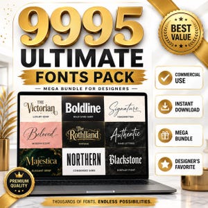 Ultiem lettertypenpakket van 9995 | Megabundel voor ontwerpers en commercieel gebruik (direct te downloaden)