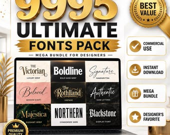 9995 Ultimatives Schriftartenpaket | Mega-Bundle für Designer, kommerzielle Nutzung (Sofort-Download)