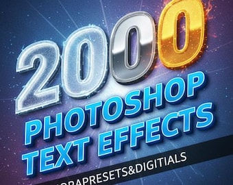 Paquete de más de 2000 efectos de texto para Photoshop / Estilos de texto PSD editables / Paquete de efectos de texto para diseño gráfico