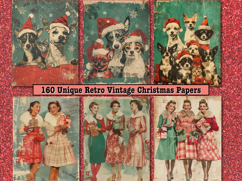 160 Retro Christmas Junk Journal Pages Vintage Christmas Ephemera Kit ...