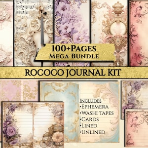 Rococo Junk Journal Kit 100+ Printable Pages, Baroque Ephemera, Vintage Fussy Cuts