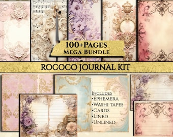 Rococo Junk Journal Kit 100+ Printable Pages, Baroque Ephemera, Vintage Fussy Cuts