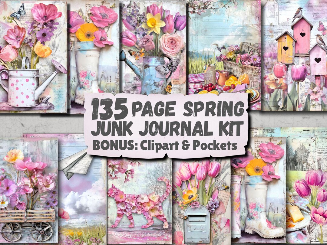 Spring Junk Journal Kit Mega Bundle, 135 Printable Pages, Cottagecore ...