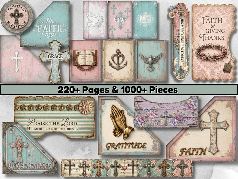 Faith Junk Journal Kit 200 Pages 1000+ Ephemera Scripture Journaling ...