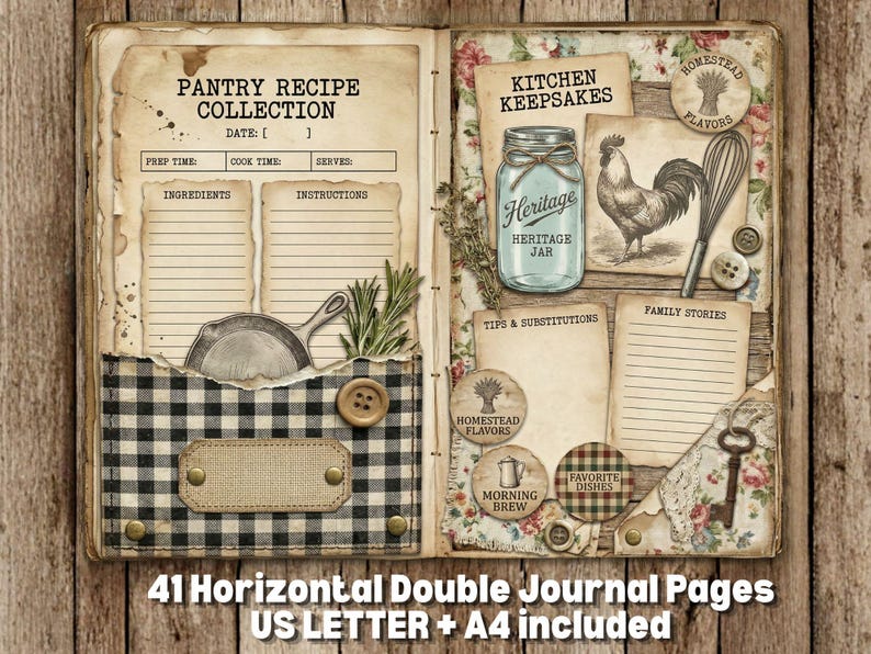 41 horizontal double journal pages in both us letter + A4 sizes!