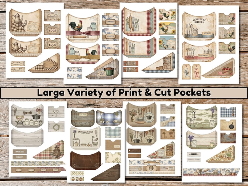 Rustic Farmhouse Kitchen Junk Journal Kit 900+ Ephemera Pack Vintage Recipe Journal Pages Cooking Baking Scrapbook Papers image 2