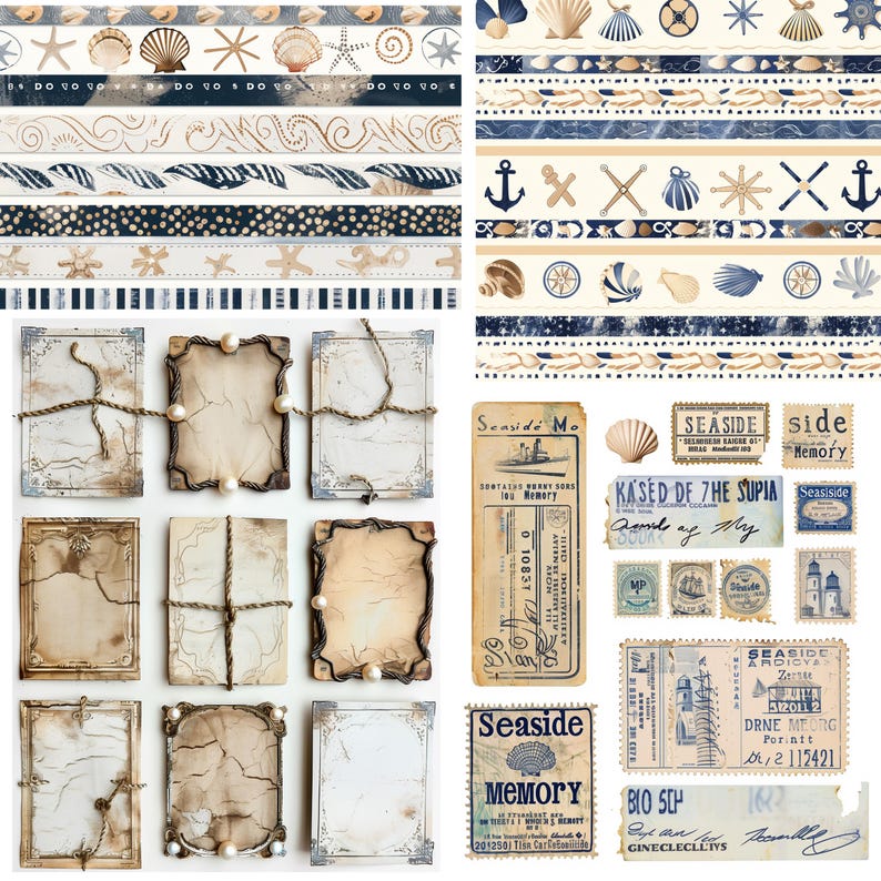 Nautical Junk Journal Kit, 120 Pages, Vintage Ocean Theme, Scrapbook ...