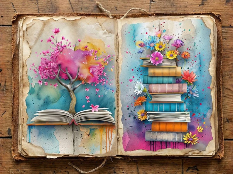 Colorful Junk Journal Kit Mega Bundle 120+ Pages, Ephemera, Pockets ...