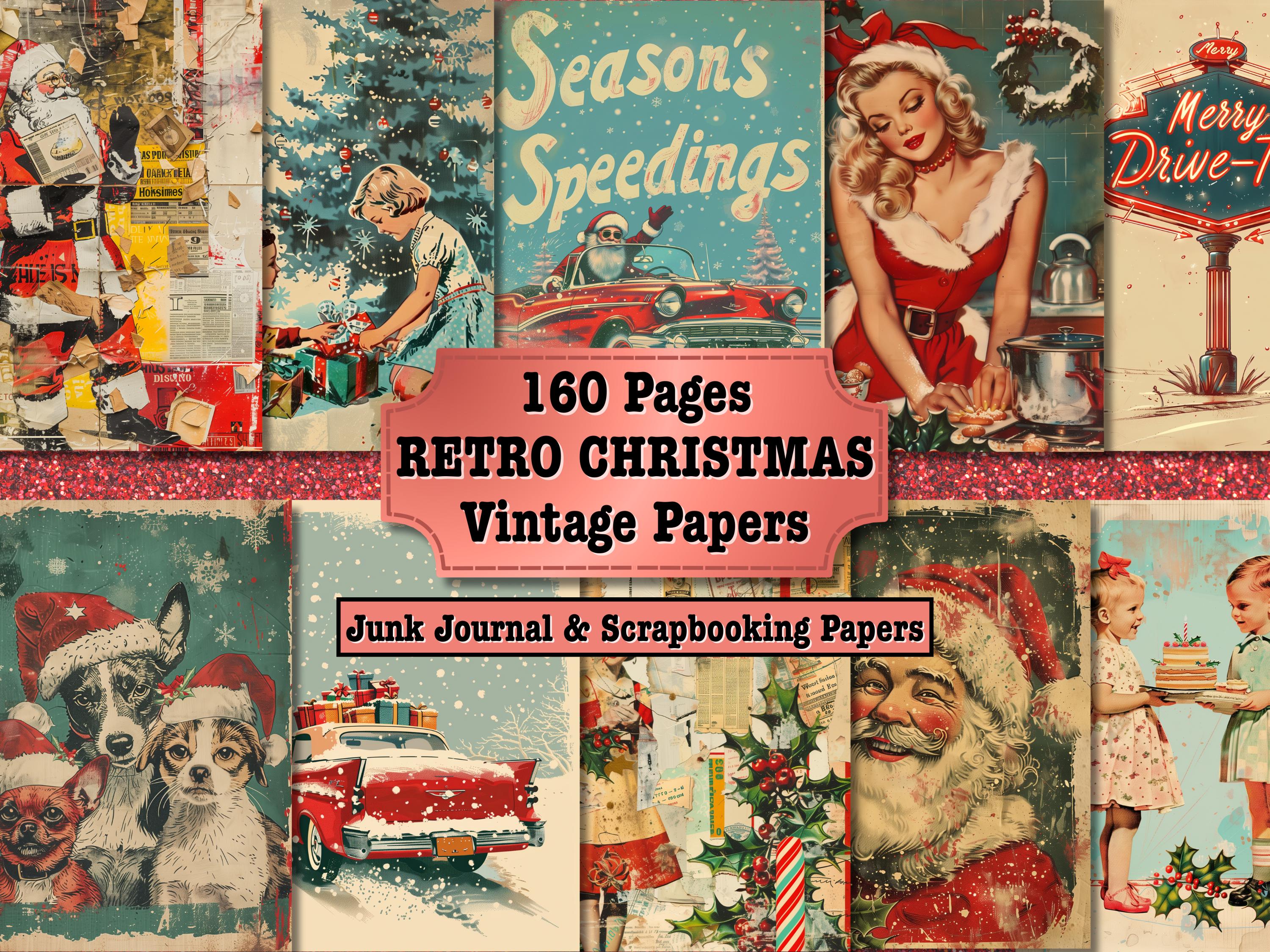 160 Retro Christmas Junk Journal Pages Vintage Christmas Ephemera Kit ...