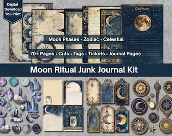 Moon Ritual Junk Journal Kit: Celestial Ephemera (Digital Download)