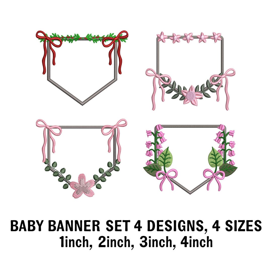Mini Baby Banner Embroidery Designs, Nursery Monogram Border Machine ...