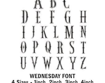 Wednesday Style Font Alphabet Embroidery Designs, Wednesday Letters Machine Embroidery Set, Gothic Font Wednesday DIY Digital Download File
