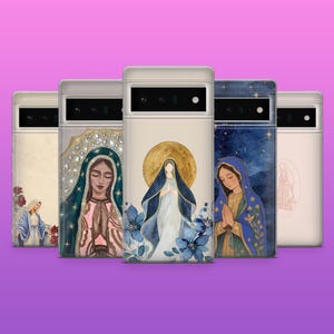 Virgin Mary Phone Case Catholic Holy Mother Cover for Google Pixel 10, 10Pro, 9Pro, 8A, 7A, Samsung S25, S24Fe, S23, A16, A36, iPhone 17, 16