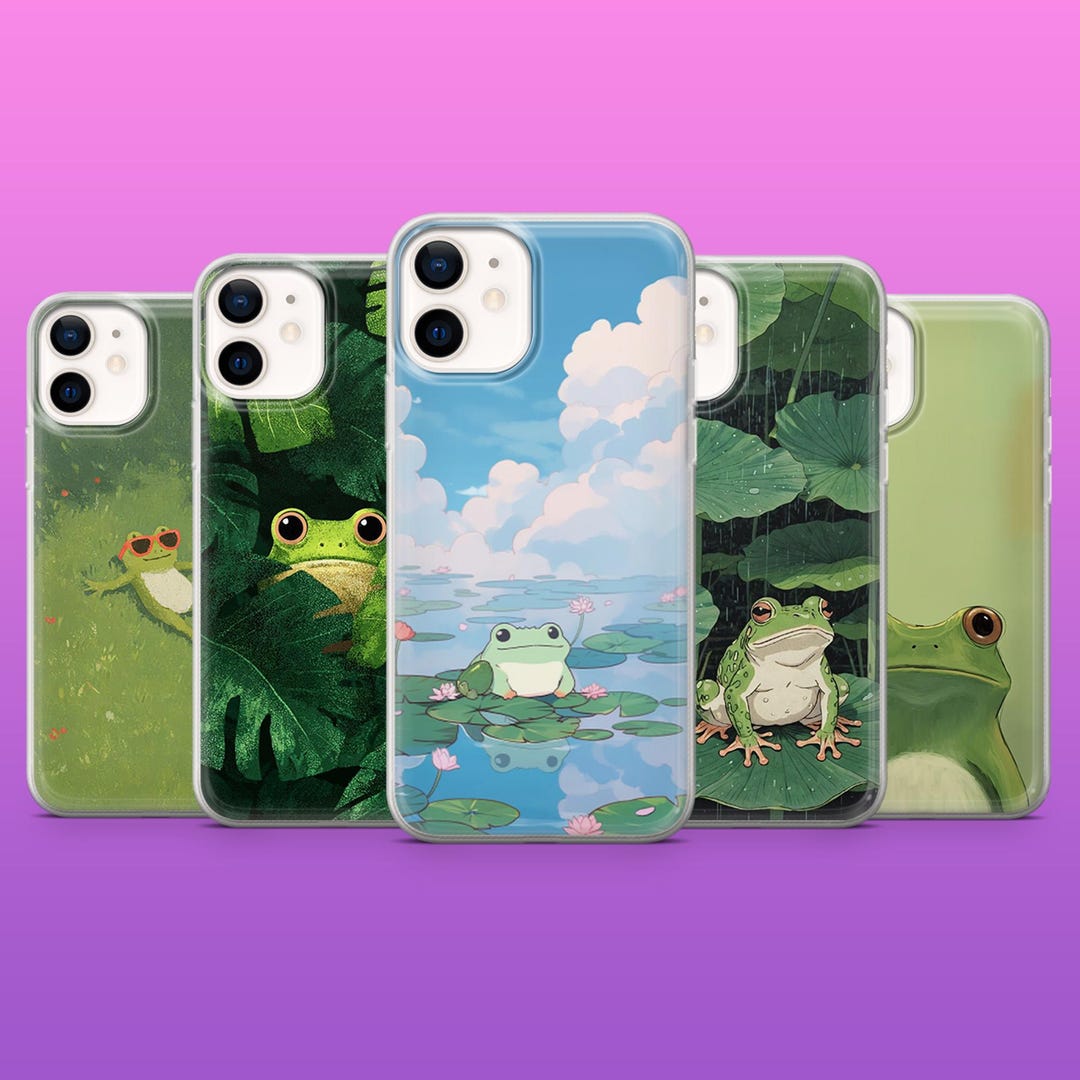 Kawaii Frog Phone Case Cute Pastel Animal Cover for iPhone 17pro, 16 ...