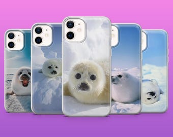 Cute Seal Phone Case Polar Animal Arctic Cover for iPhone 17Pro, 16, 15, 14, 13, 12, Samsung S25, S24, S23Fe, A16, A26, A56, Pixel 10, 9Pro