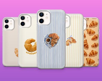 Croissant Phone Case Kawaii French Pastry Cover for iPhone 17Pro, 16, 15, 14, 13, 12, Samsung S25, S24, S23Fe, A16, A26, A56, Pixel 10, 9Pro
