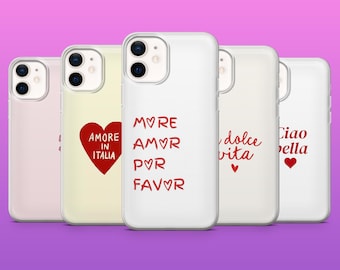 Italian Quote Phone Case Minimalist Amore Cover for iPhone 17Pro, 16, 15, 14, 13, 12, Samsung S25, S24, S23Fe, S22, A16, A56, Pixel 10, 9Pro