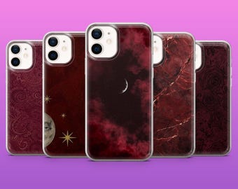 Burgundy Phone Case Dark Red Elegant Cover for iPhone 17Pro, 16, 15, 14, 13, 12, Samsung S25, S24, S23Fe, S22, A16, A26, A56, Pixel 10, 9Pro