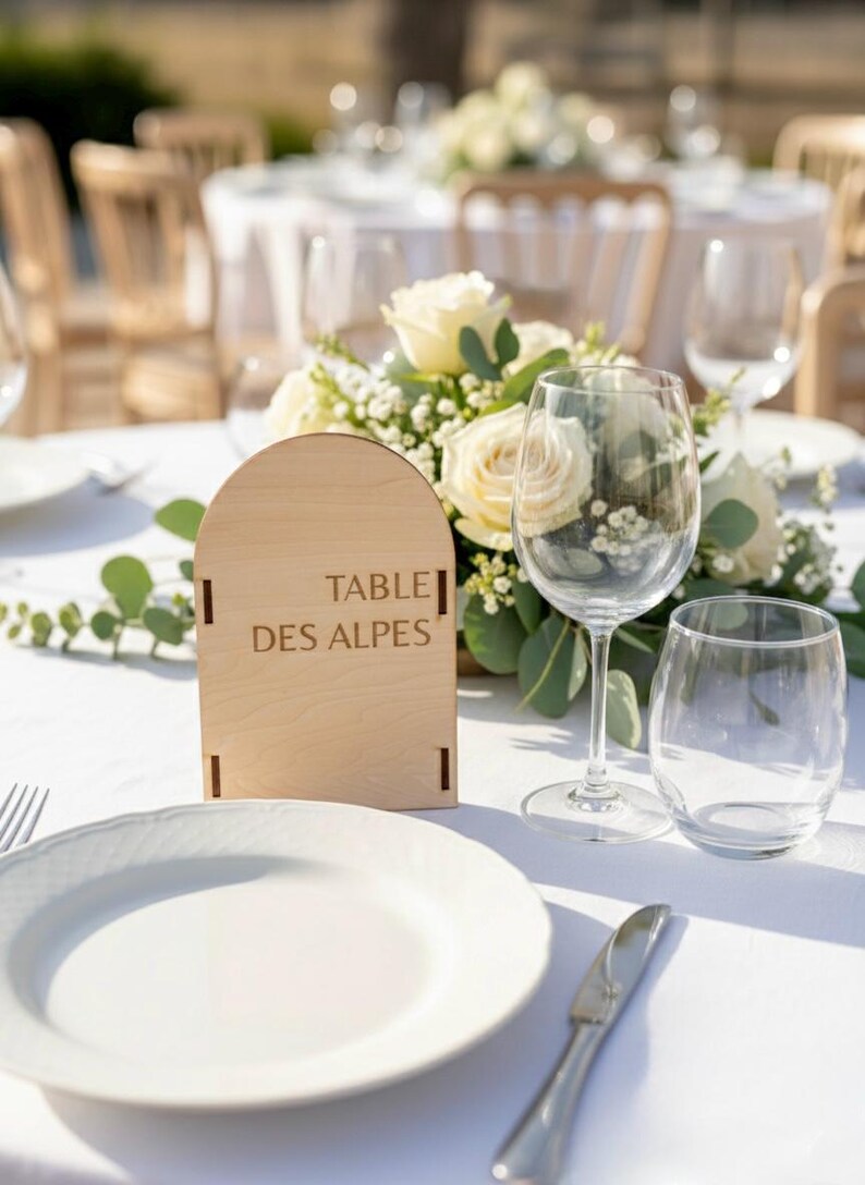 Wedding Table Numbers in Wood, Engraved Modern Table Number Signs for ...