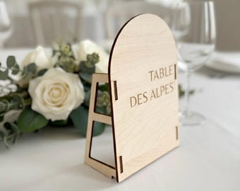 Personalized Wooden Wedding Table Number | Rustic Boho Table Name Sign | Laser Engraved Wedding Decor | Engraved wooden wedding table number