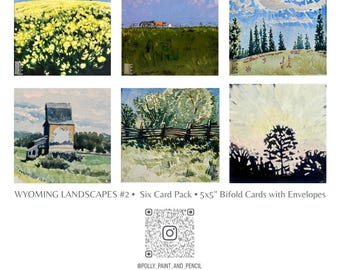 Wyoming Landscapes #2 - Notitiekaarten - 6 kaartenset - 5 x 5" gevouwen kaarten met enveloppen