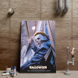 Halloween Poster, Michael Myers Wall Art, Horror Movie Art Print, Wall Decor, Unframed Canvas Print, Film Poster Gift