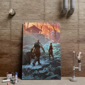 God of War Poster, Kratos Wall Art, Ragnarök Poster, Video Game Wall Decor, Unframed Canvas Print, Game Poster Gift