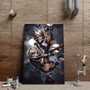 Poster di Nier Automata, 2B Wall Art, Decorazione murale di videogiochi, Stampa su tela senza cornice, Poster di gioco in regalo