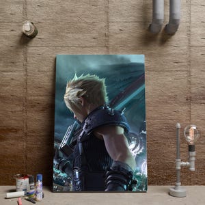 Final Fantasy Poster, Cloud Strife Wall Art, Video Game Wall Decor, Unframed Canvas Print, Game Poster Gift