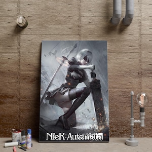 Poster di Nier Automata, 2B Wall Art, Decorazione murale di videogiochi, Stampa su tela senza cornice, Poster di gioco in regalo