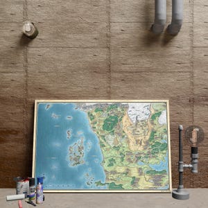 Forgotten Realms Map Poster, Dungeons & Dragons Wall Art, Video Game Wall Decor, Unframed Canvas Print, Game Poster Gift
