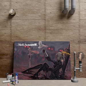 Poster di Nier Automata, 2B Wall Art, Decorazione murale di videogiochi, Stampa su tela senza cornice, Poster di gioco in regalo