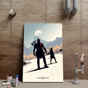 God of War Poster, Kratos Wall Art, Ragnarök Poster, Video Game Wall Decor, Unframed Canvas Print, Game Poster Gift