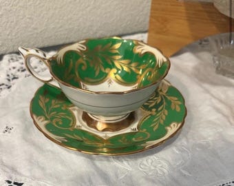 Vintage Royal Stafford Bone China Tea Cup and Saucer Gold Trim